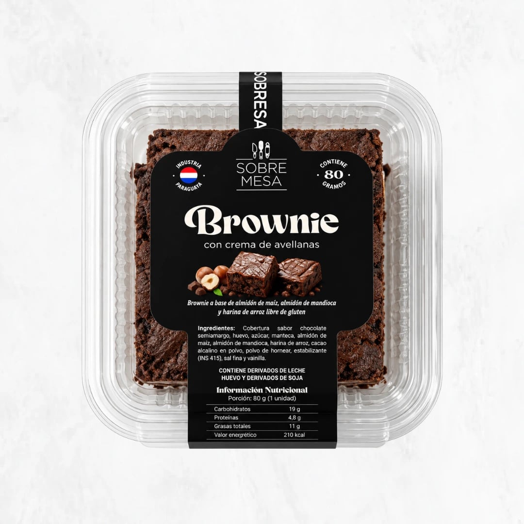 Brownie sin gluten con crema de avellanas Sobremesa