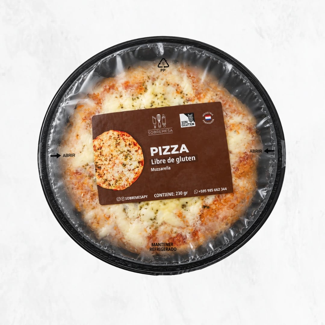Pizza muzzarella sin gluten Sobremesa