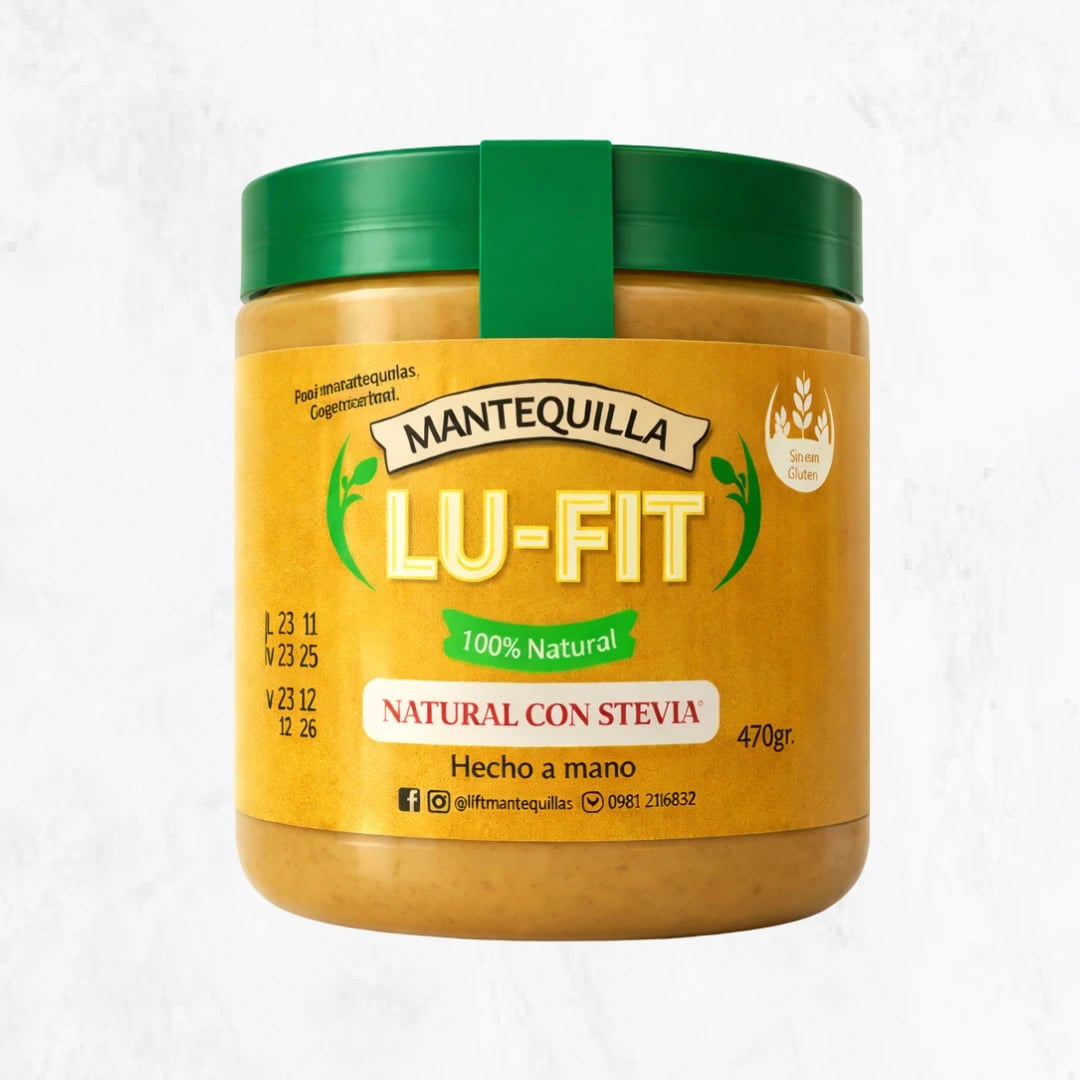 Mantequilla de maní sabor natural con stevia Lu-Fit